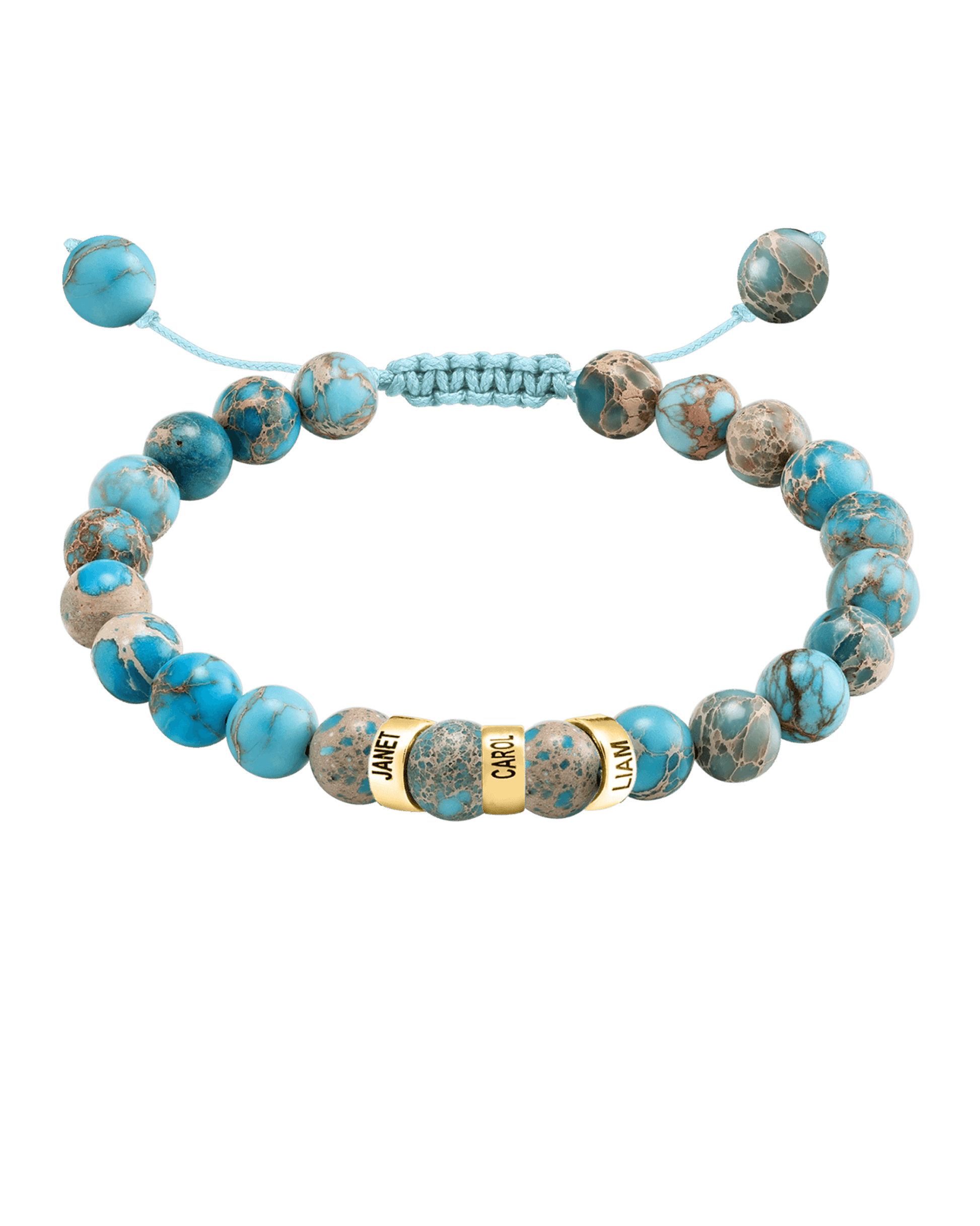 Men's Turquoise Imperial Jasper Engravable Bead Bracelet - 14K Yellow Gold Bracelets magal-dev 3 Links 