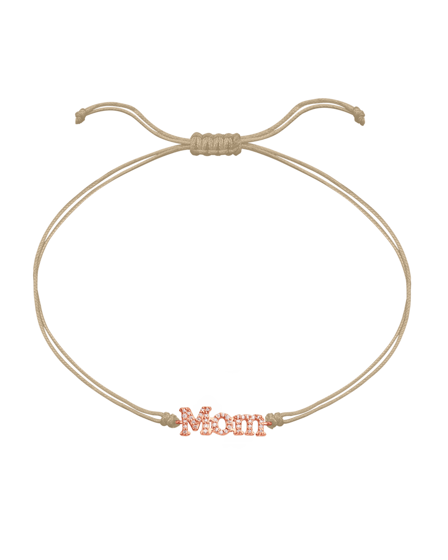 Mom String of Love - 14K Rose Gold Bracelets magal-dev Beige Paved (+$120) 