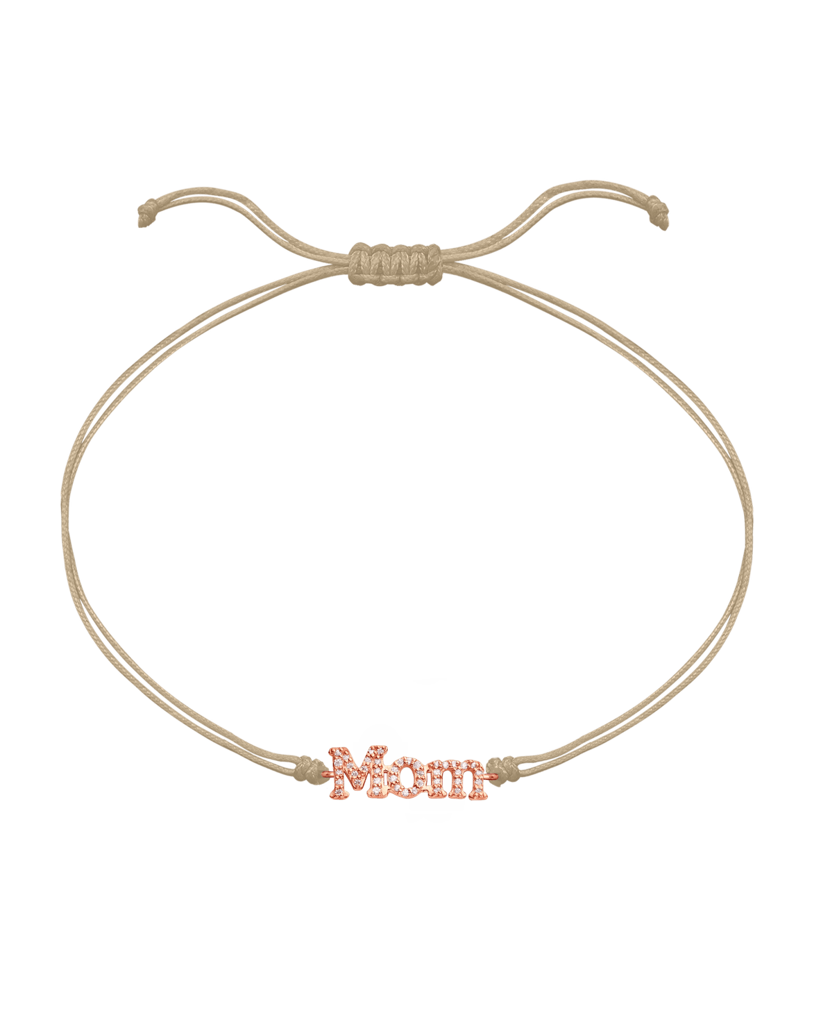 Mom String of Love - 14K Rose Gold Bracelets magal-dev Beige Paved (+$120) 