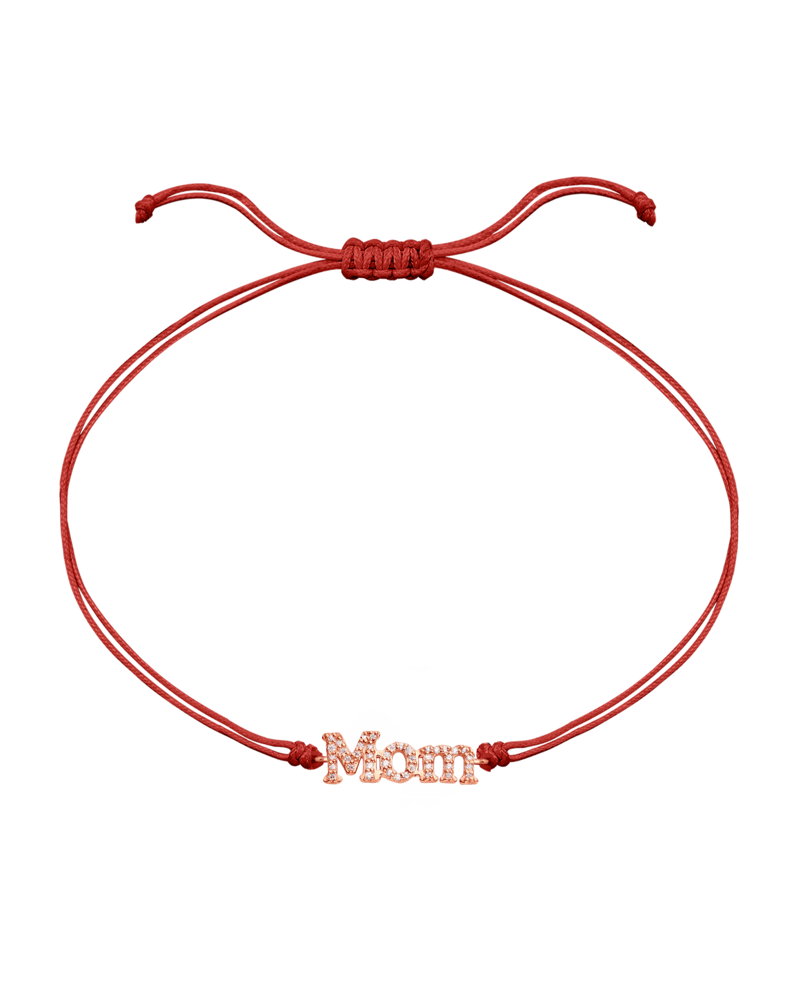 Mom String of Love - 14K Rose Gold Bracelets magal-dev Red Paved (+$120) 
