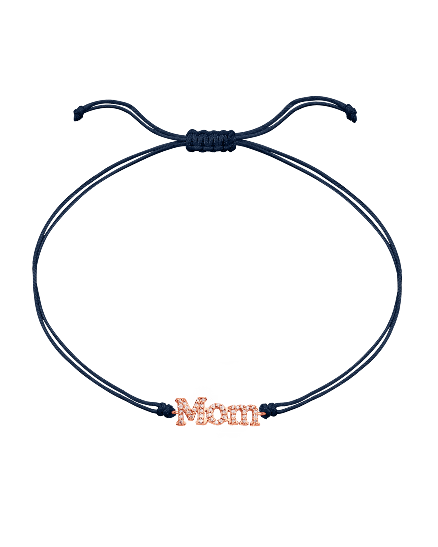 Mom String of Love - 14K Rose Gold Bracelets magal-dev Navy Blue Paved (+$120) 