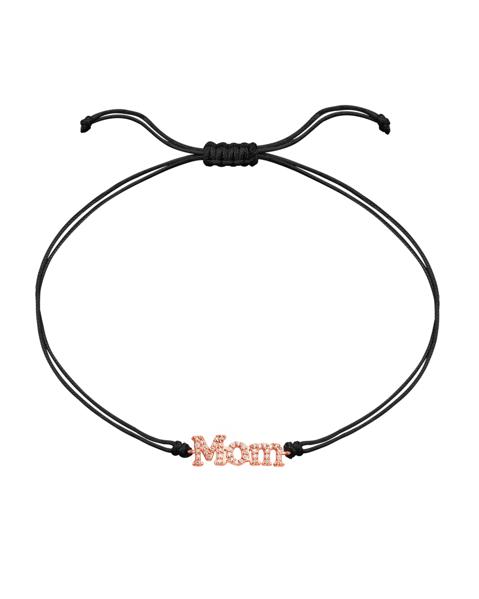 Mom String of Love - 14K Rose Gold Bracelets magal-dev Black Paved (+$120) 