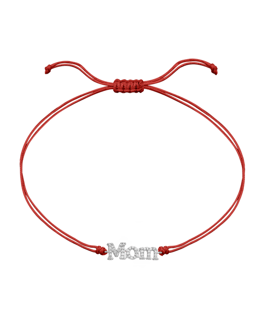 Mom String of Love - 14K White Gold Bracelets magal-dev Red Paved (+$120) 