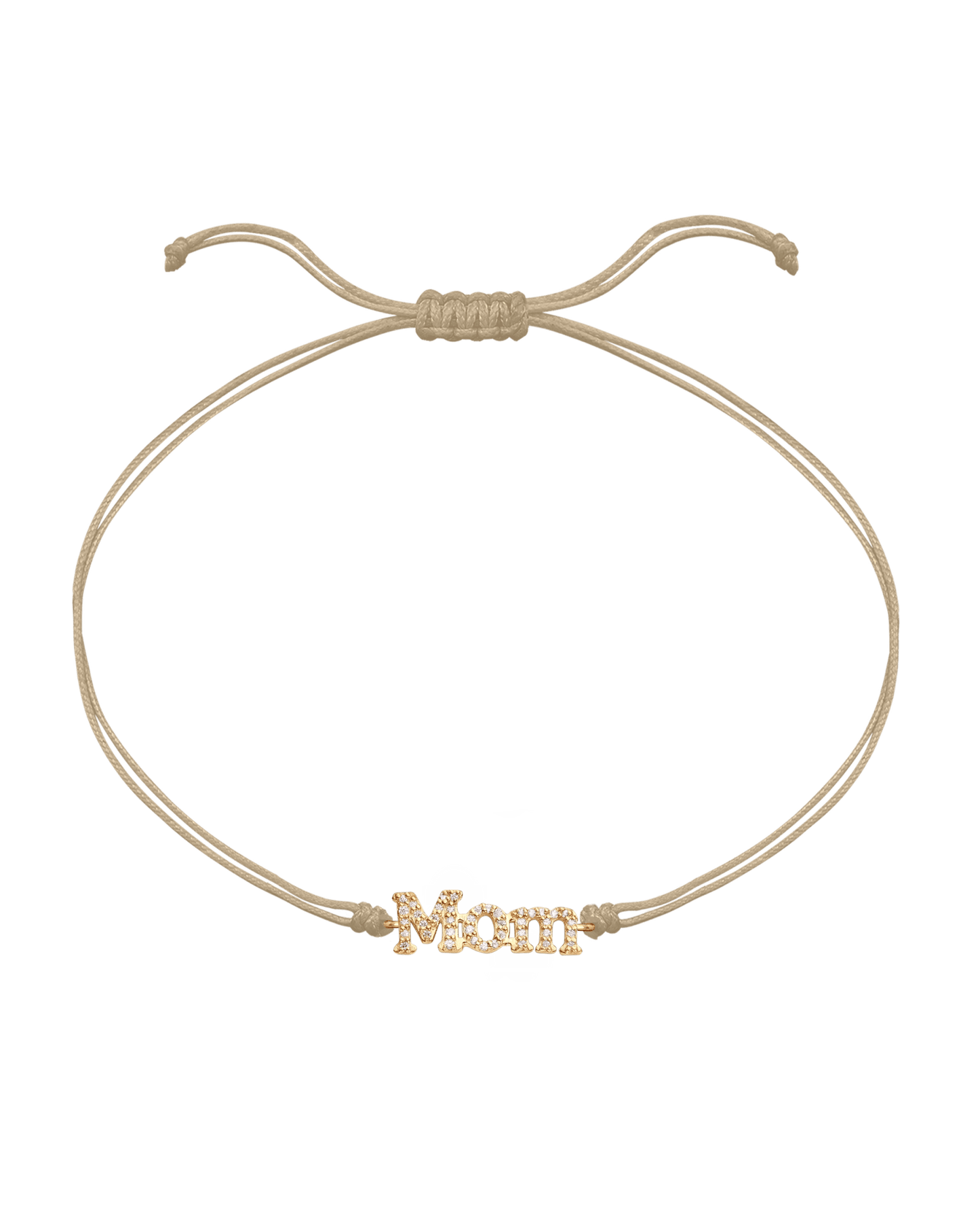 Mom String of Love - 14K Yellow Gold Bracelets magal-dev Beige Paved (+$120) 