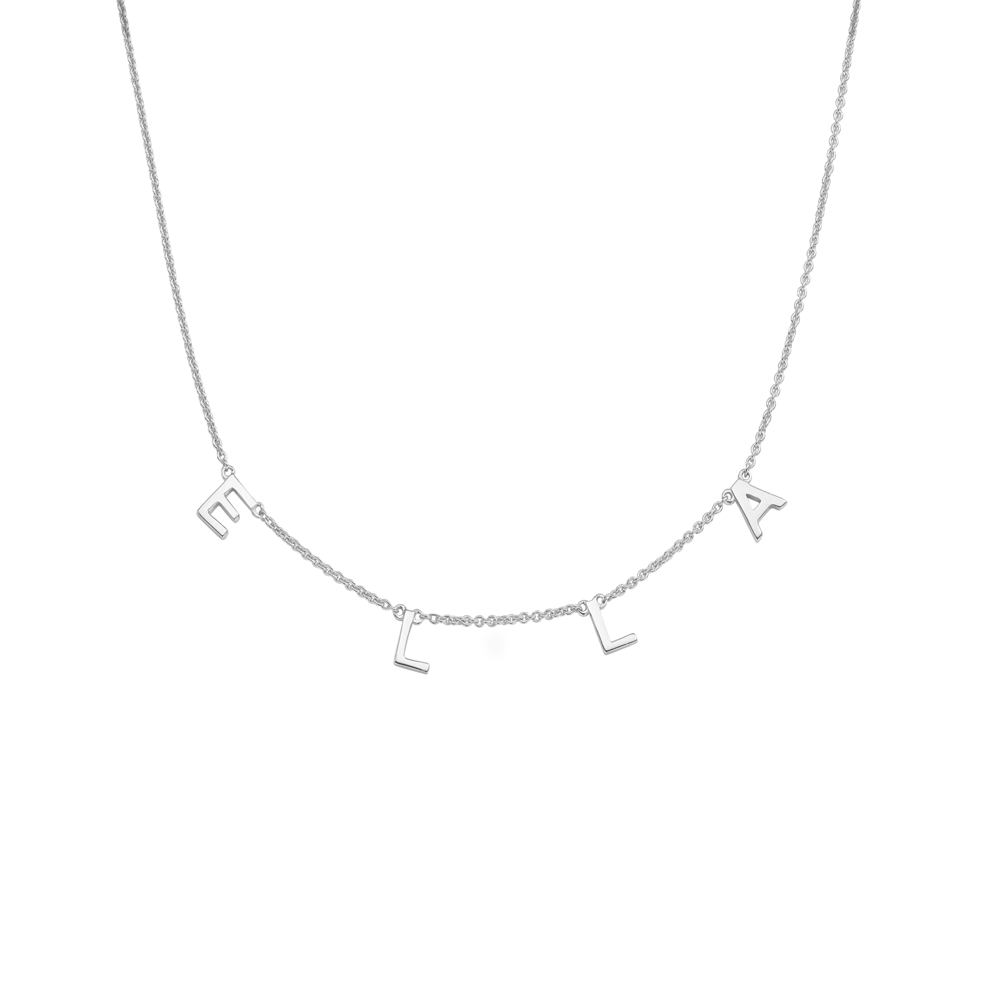 Name Necklace - 14K White Gold Necklaces magal-dev 1 Initial Adjustable 16-17" (40cm-43cm) 