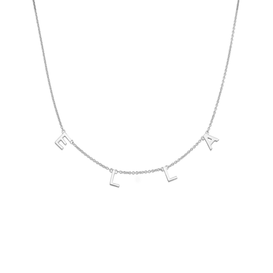 Name Necklace - 14K White Gold Necklaces magal-dev 1 Initial Adjustable 16-17" (40cm-43cm) 