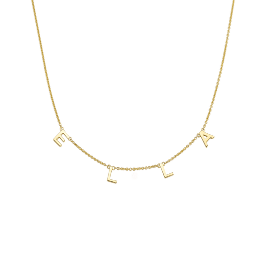 Name Necklace - 14K Yellow Gold Necklaces magal-dev 1 Initial Adjustable 16-17" (40cm-43cm) 