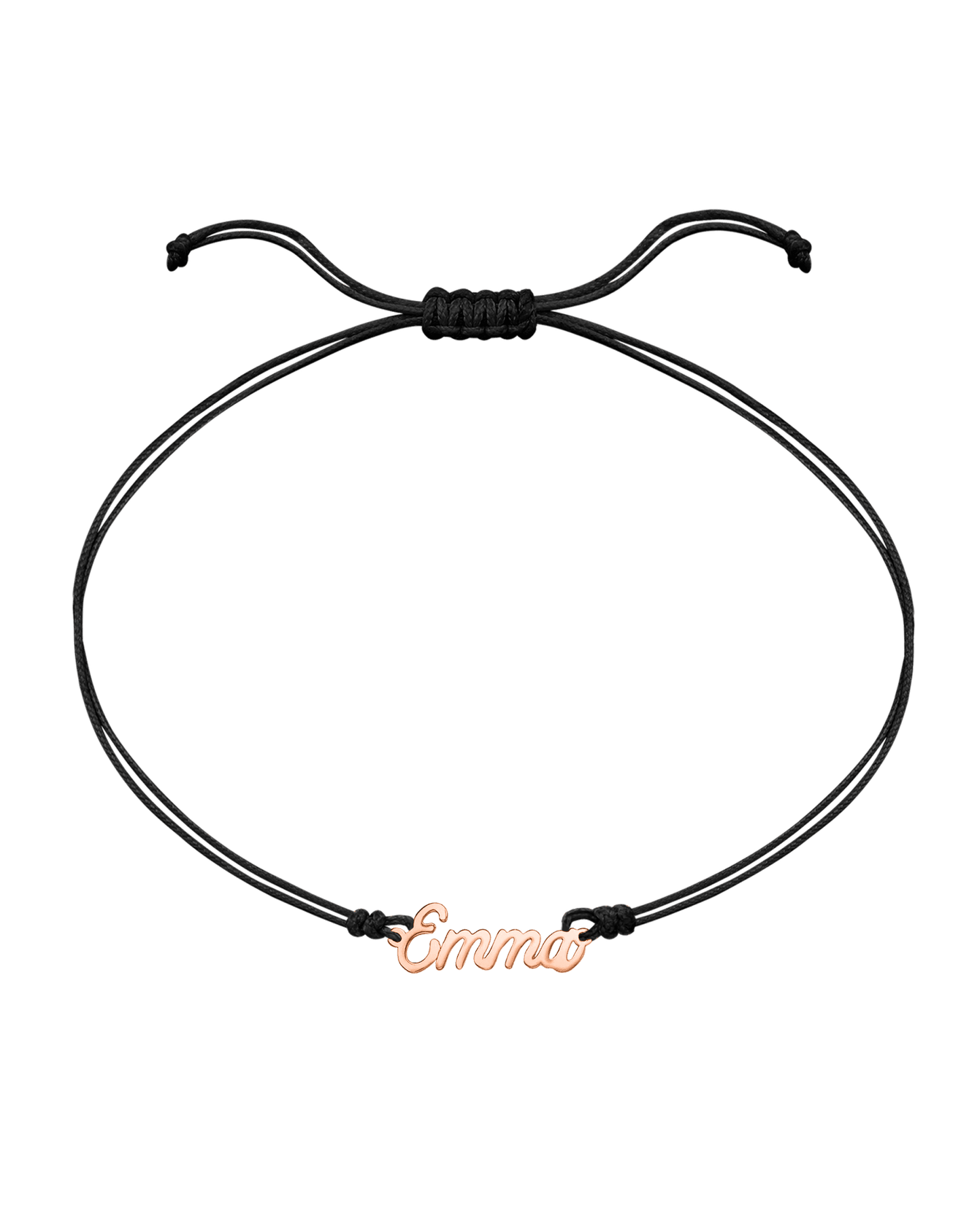 Name Plate String of Love - 14K Rose Gold Bracelets 14K Solid Gold Black 1 