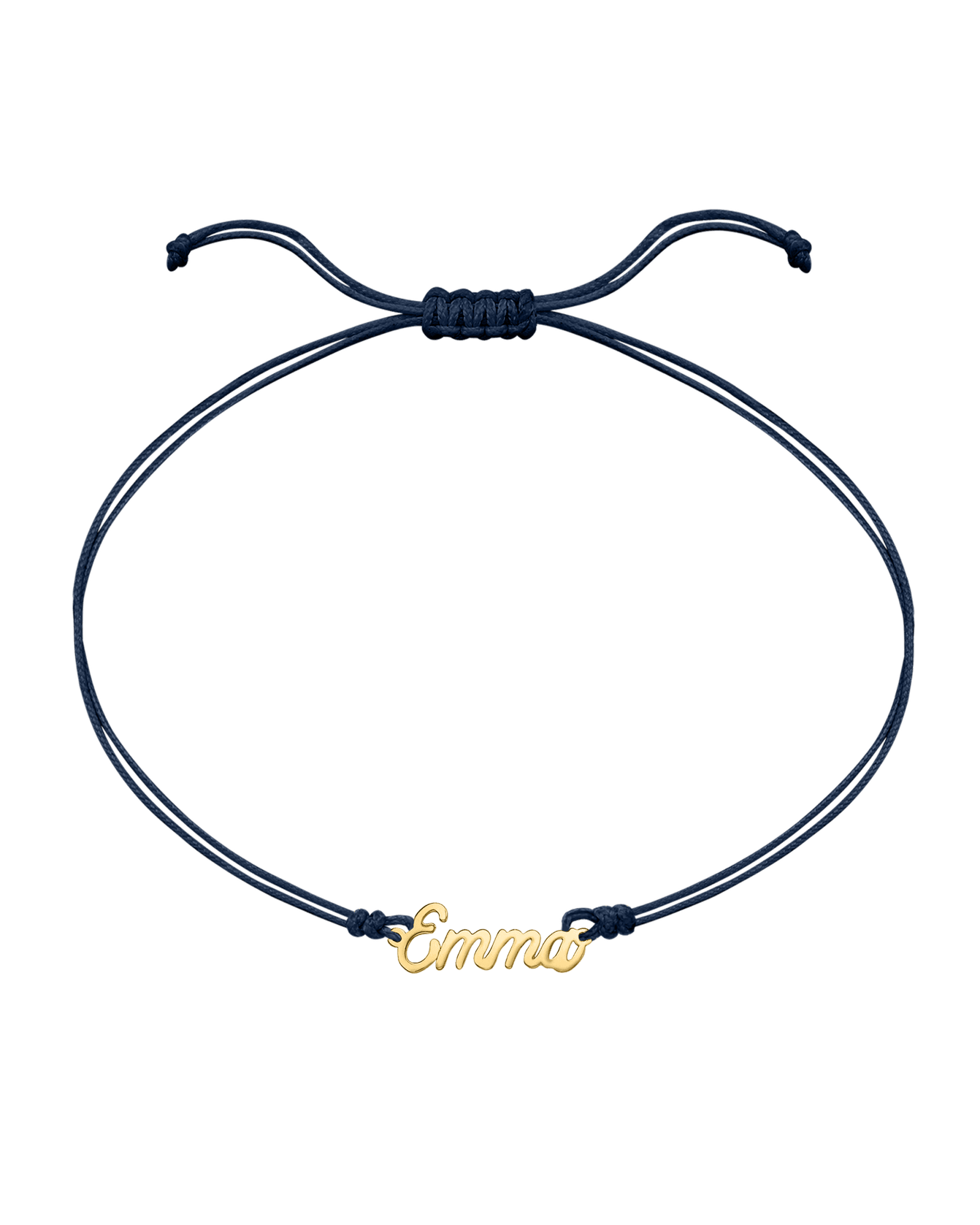 Name Plate String of Love - 14K Yellow Gold Bracelets 14K Solid Gold Navy Blue 1 