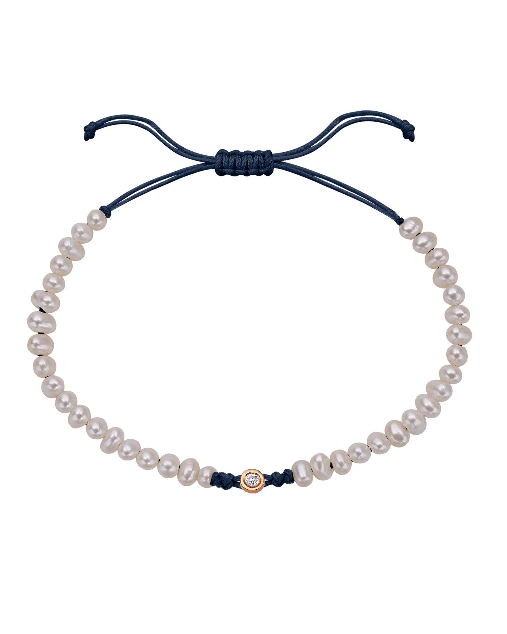 Natural Pearl String of Love Bracelet - 14K Rose Gold Bracelets magal-dev Navy Blue Small: 0.03ct 