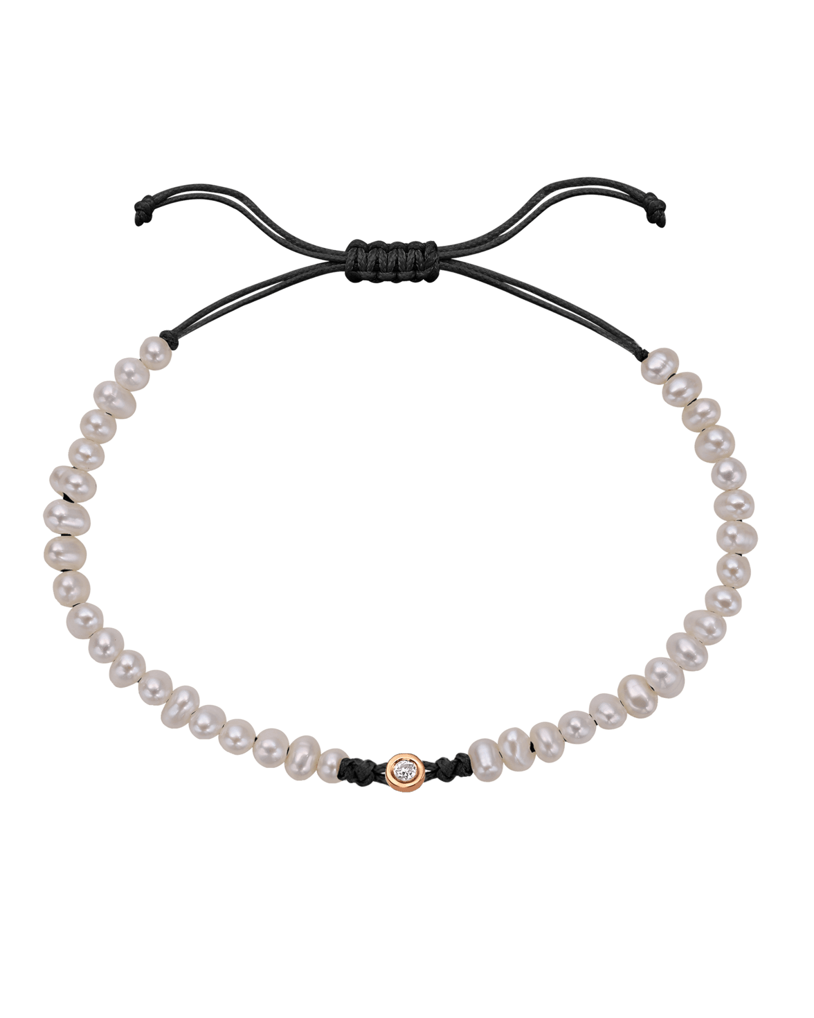 Natural Pearl String of Love Bracelet - 14K Rose Gold Bracelets magal-dev Black Small: 0.03ct 