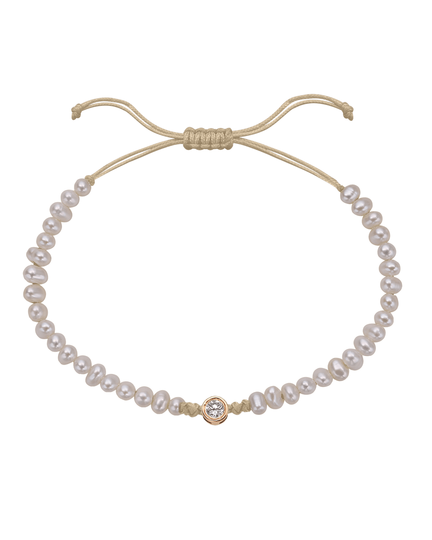 Natural Pearl String of Love Bracelet - 14K Rose Gold Bracelets magal-dev Beige Large: 0.1ct 