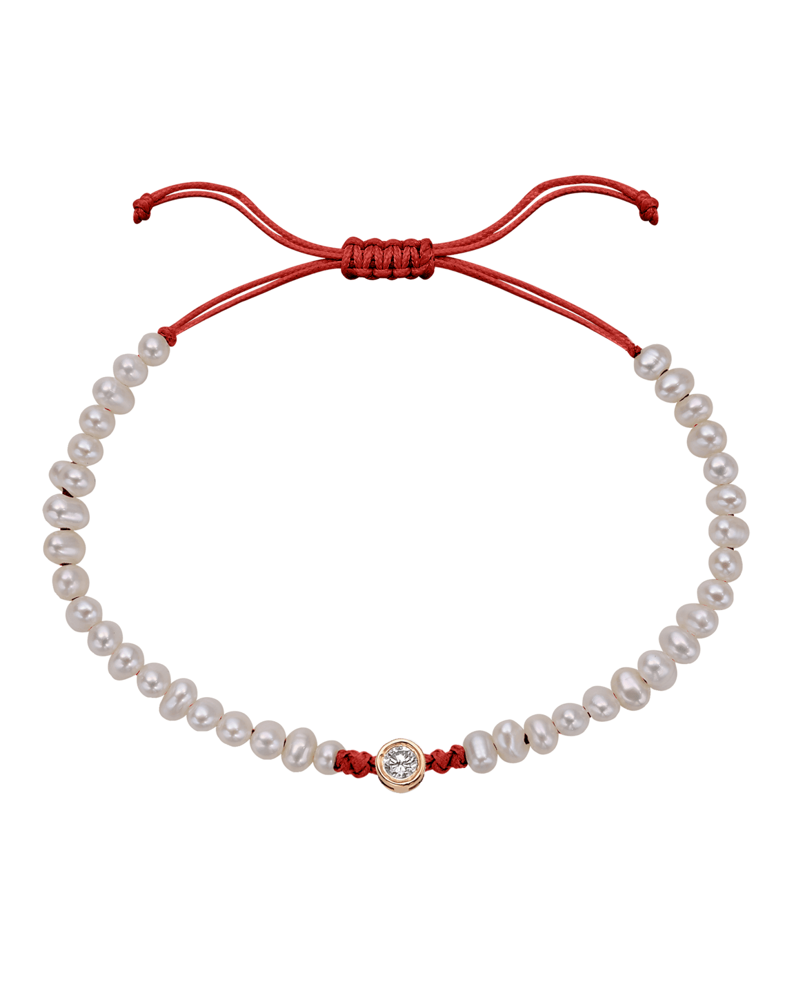 Natural Pearl String of Love Bracelet - 14K Rose Gold Bracelets magal-dev Red Large: 0.1ct 