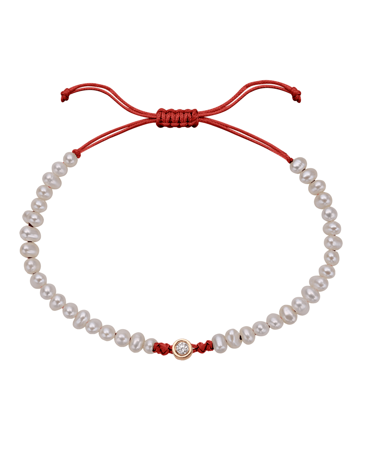 Natural Pearl String of Love Bracelet - 14K Rose Gold Bracelets magal-dev Red Medium: 0.04ct 