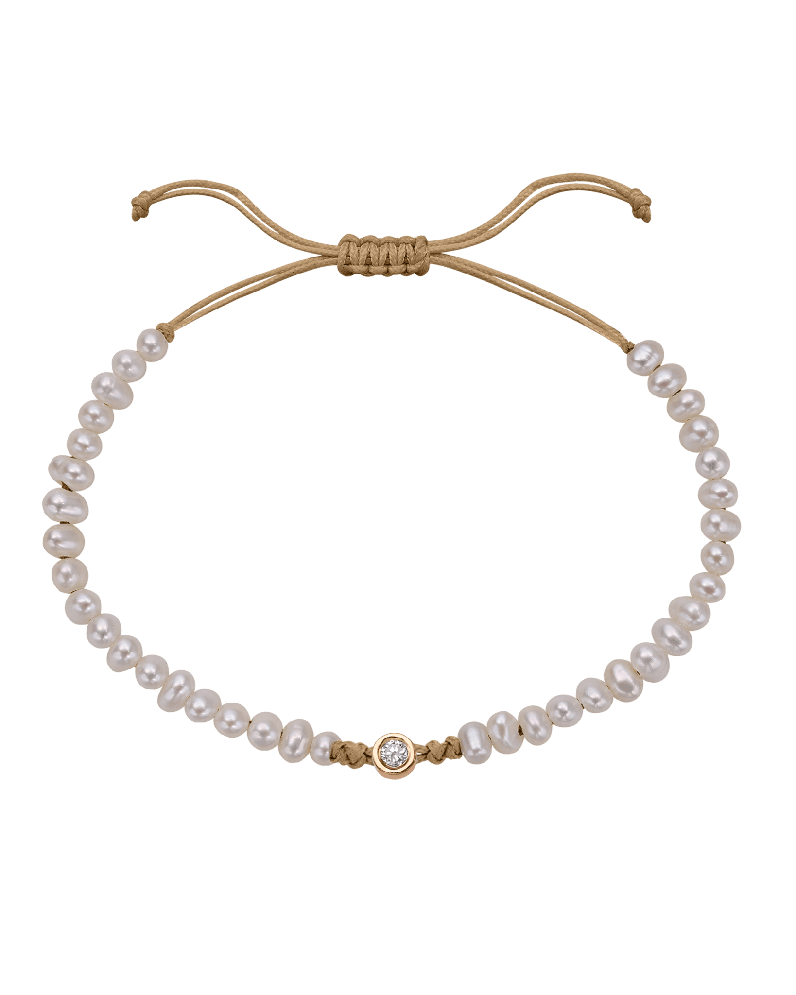 Natural Pearl String of Love Bracelet - 14K Rose Gold Bracelets magal-dev Camel Medium: 0.04ct 