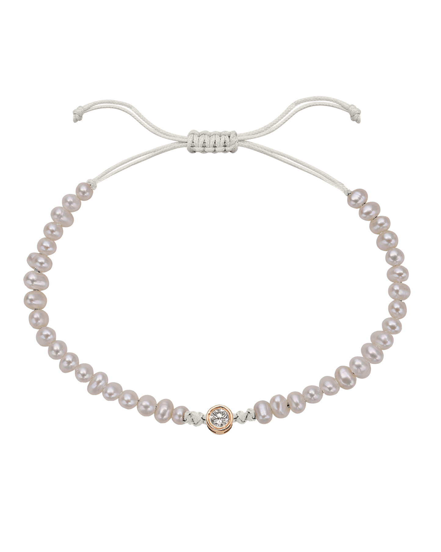 Natural Pearl String of Love Bracelet - 14K Rose Gold Bracelets magal-dev Pearl Large: 0.1ct 