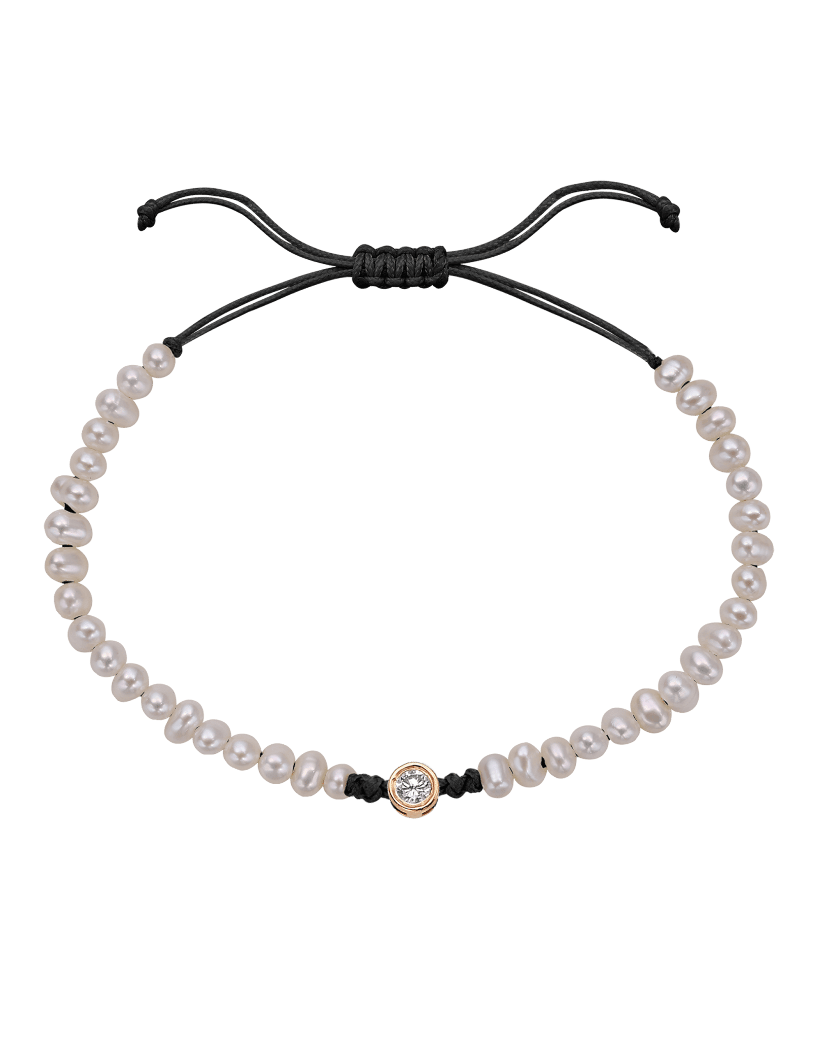 Natural Pearl String of Love Bracelet - 14K Rose Gold Bracelets magal-dev Black Large: 0.1ct 