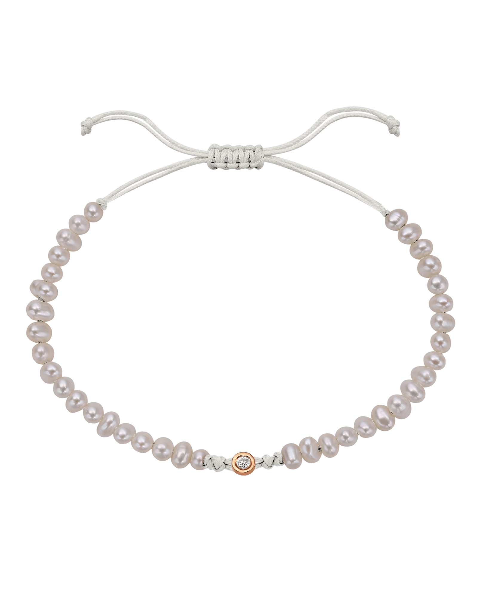 Natural Pearl String of Love Bracelet - 14K Rose Gold Bracelets magal-dev Pearl Small: 0.03ct 