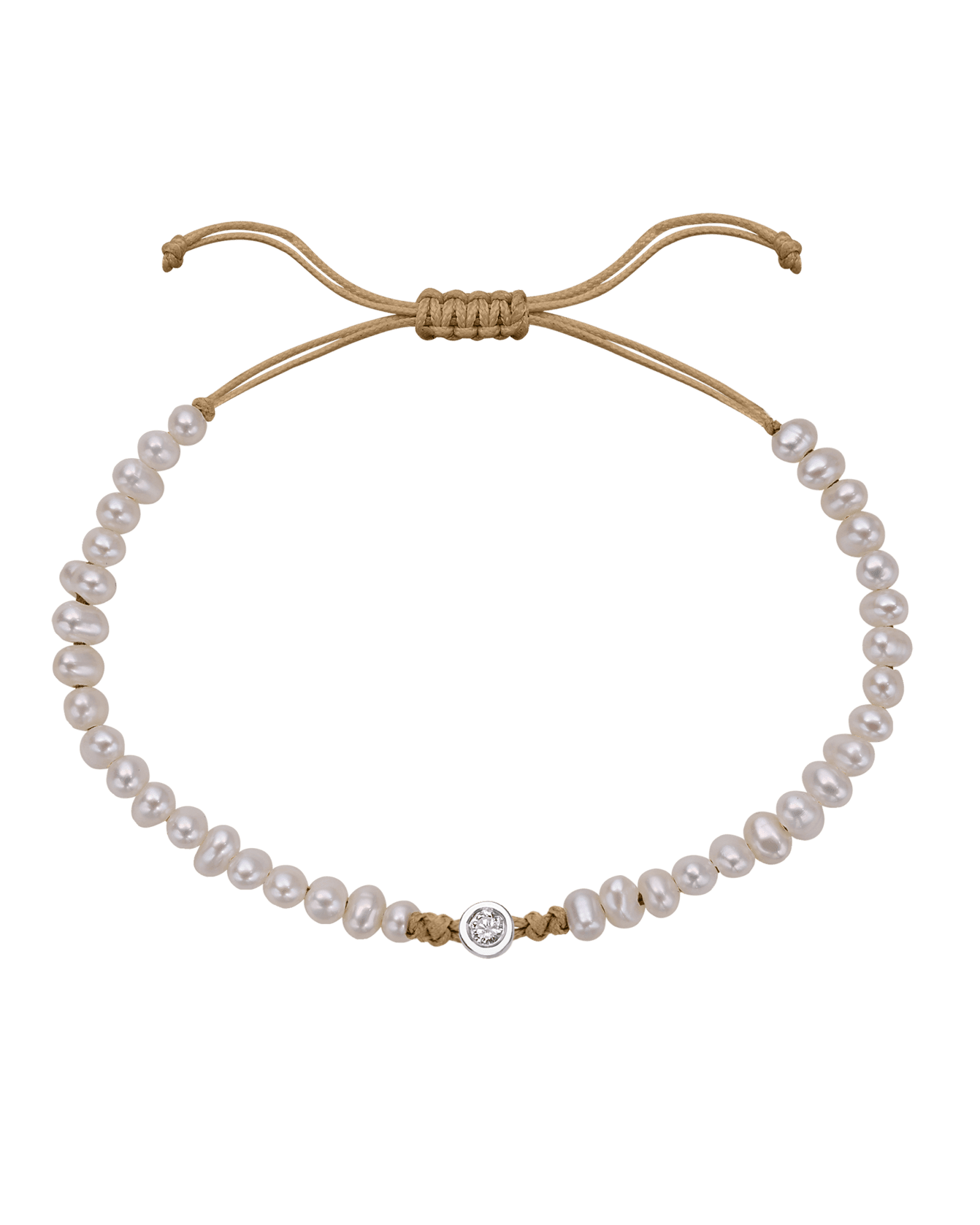 Natural Pearl String of Love Bracelet - 14K White Gold Bracelet magal-dev Camel Medium: 0.04ct 