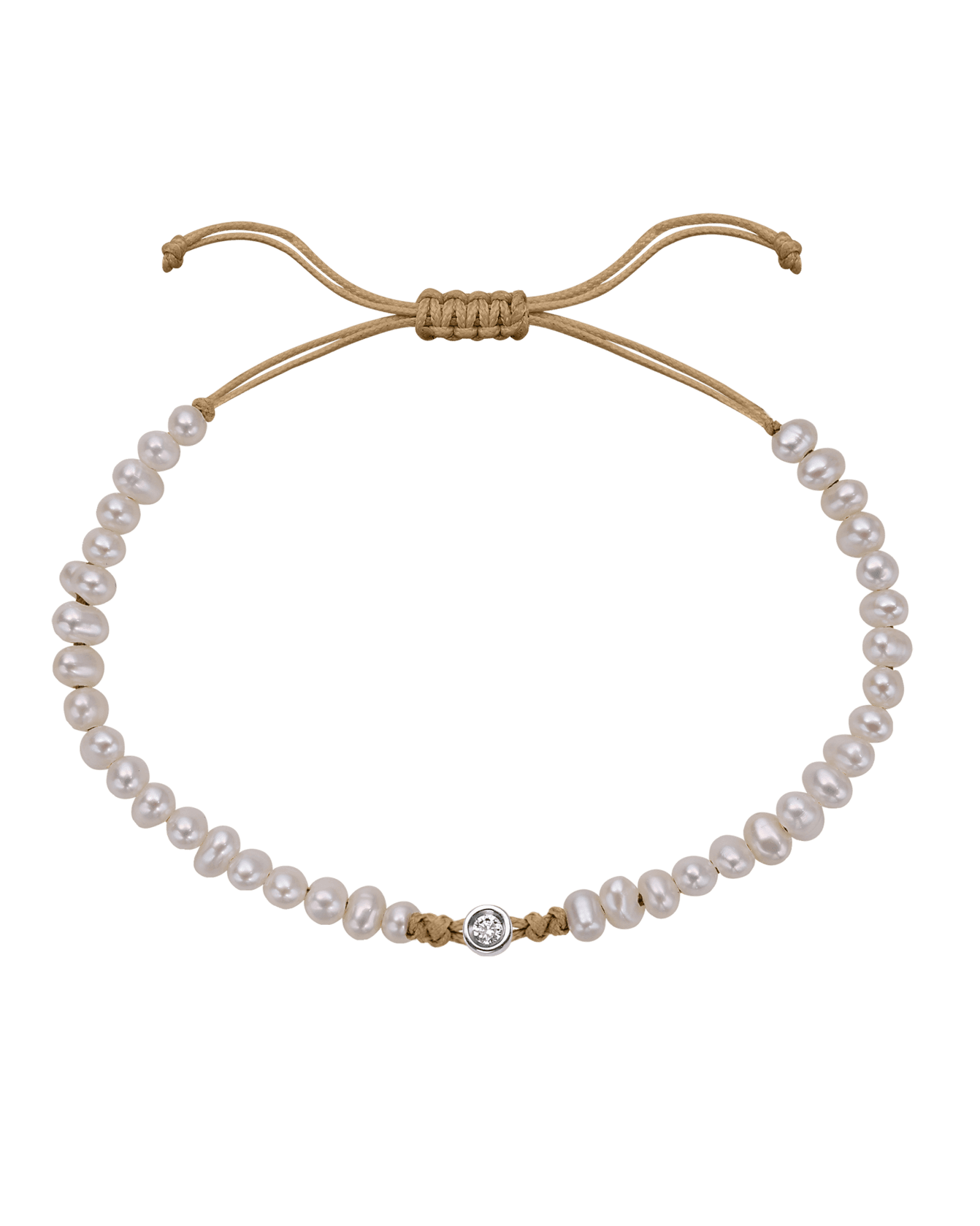 Natural Pearl String of Love Bracelet - 14K White Gold Bracelet magal-dev Camel Small: 0.03ct 