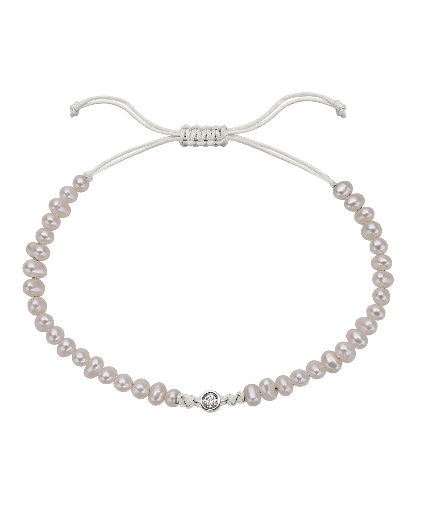 Natural Pearl String of Love Bracelet - 14K White Gold Bracelet magal-dev Pearl Medium: 0.04ct 