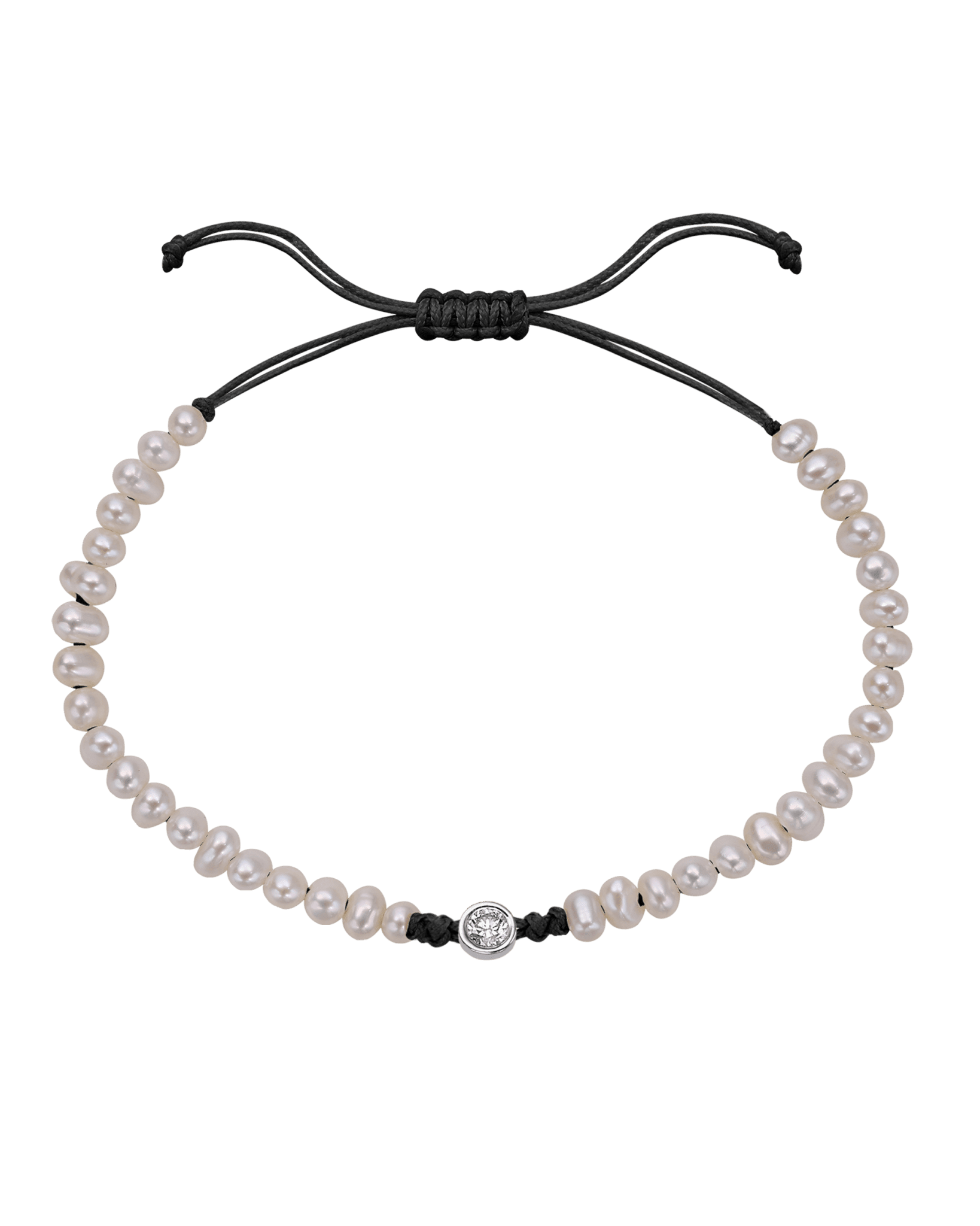 Natural Pearl String of Love Bracelet - 14K White Gold Bracelet magal-dev Black Large: 0.1ct 