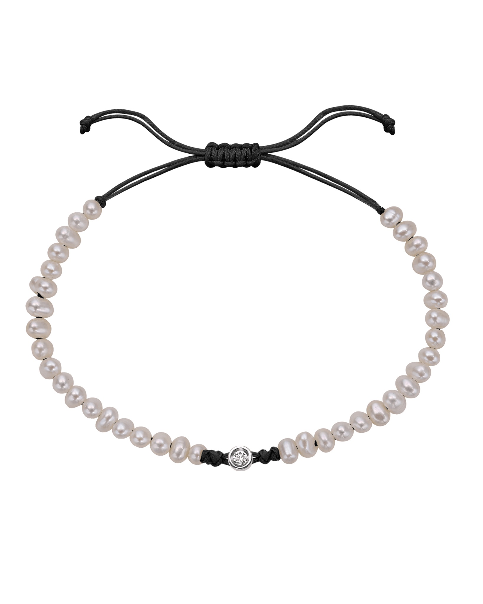 Natural Pearl String of Love Bracelet - 14K White Gold Bracelet magal-dev Black Small: 0.03ct 