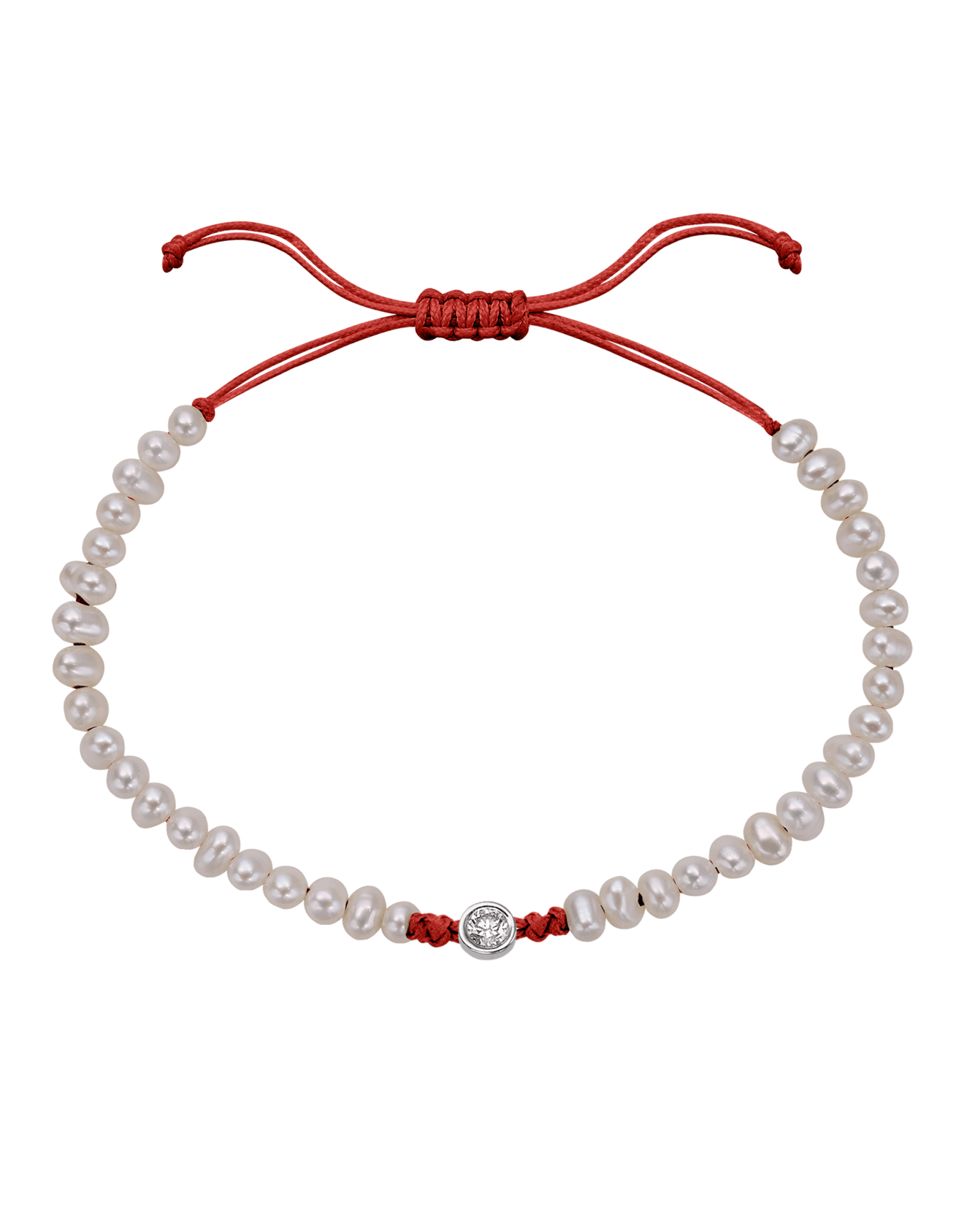 Natural Pearl String of Love Bracelet - 14K White Gold Bracelet magal-dev Red Large: 0.1ct 