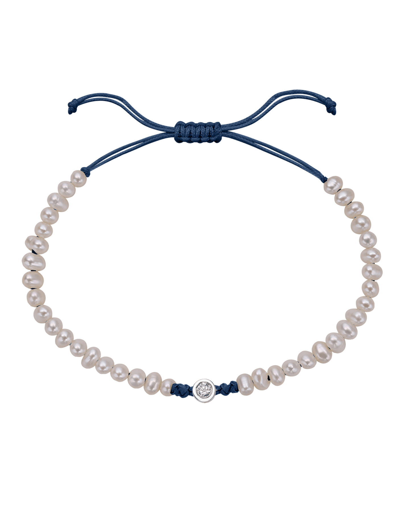 Natural Pearl String of Love Bracelet - 14K White Gold Bracelet magal-dev Indigo Medium: 0.04ct 