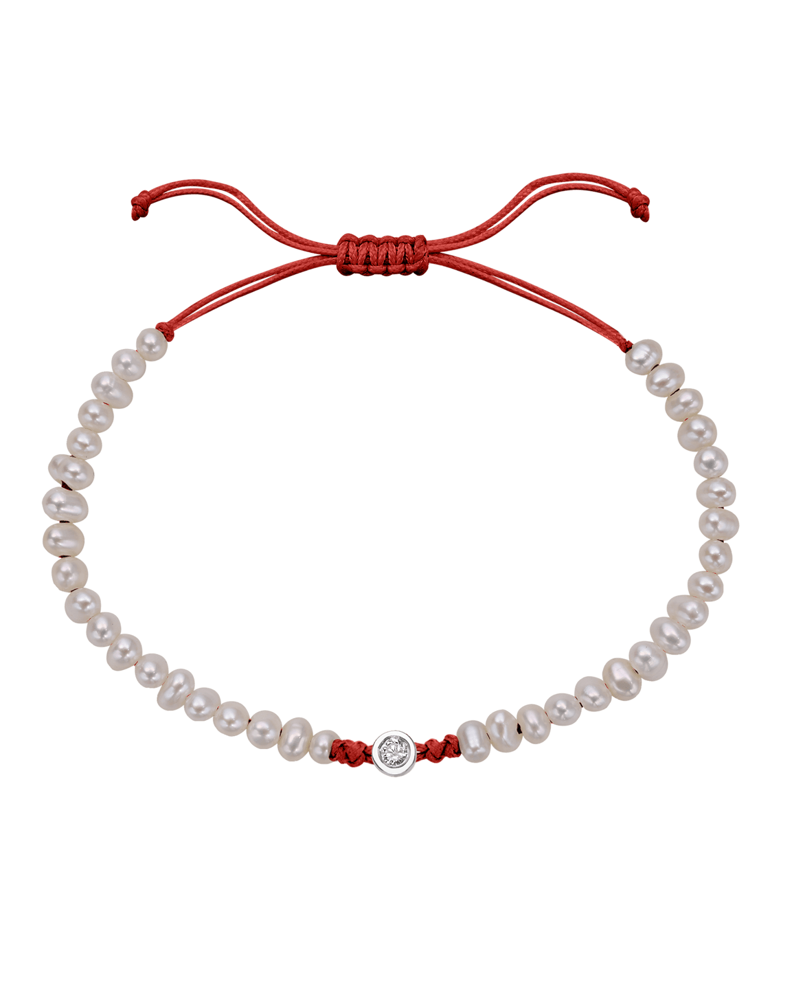 Natural Pearl String of Love Bracelet - 14K White Gold Bracelet magal-dev Red Medium: 0.04ct 