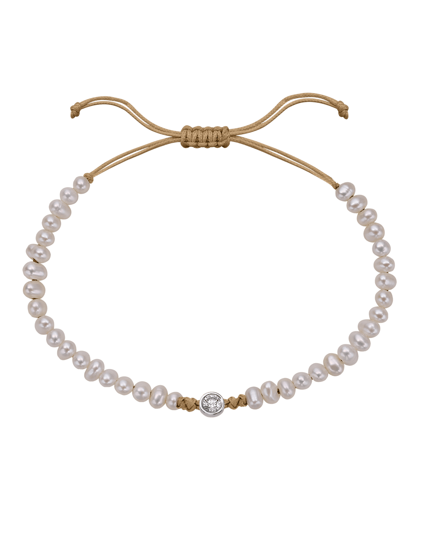 Natural Pearl String of Love Bracelet - 14K White Gold Bracelet magal-dev Camel Large: 0.1ct 
