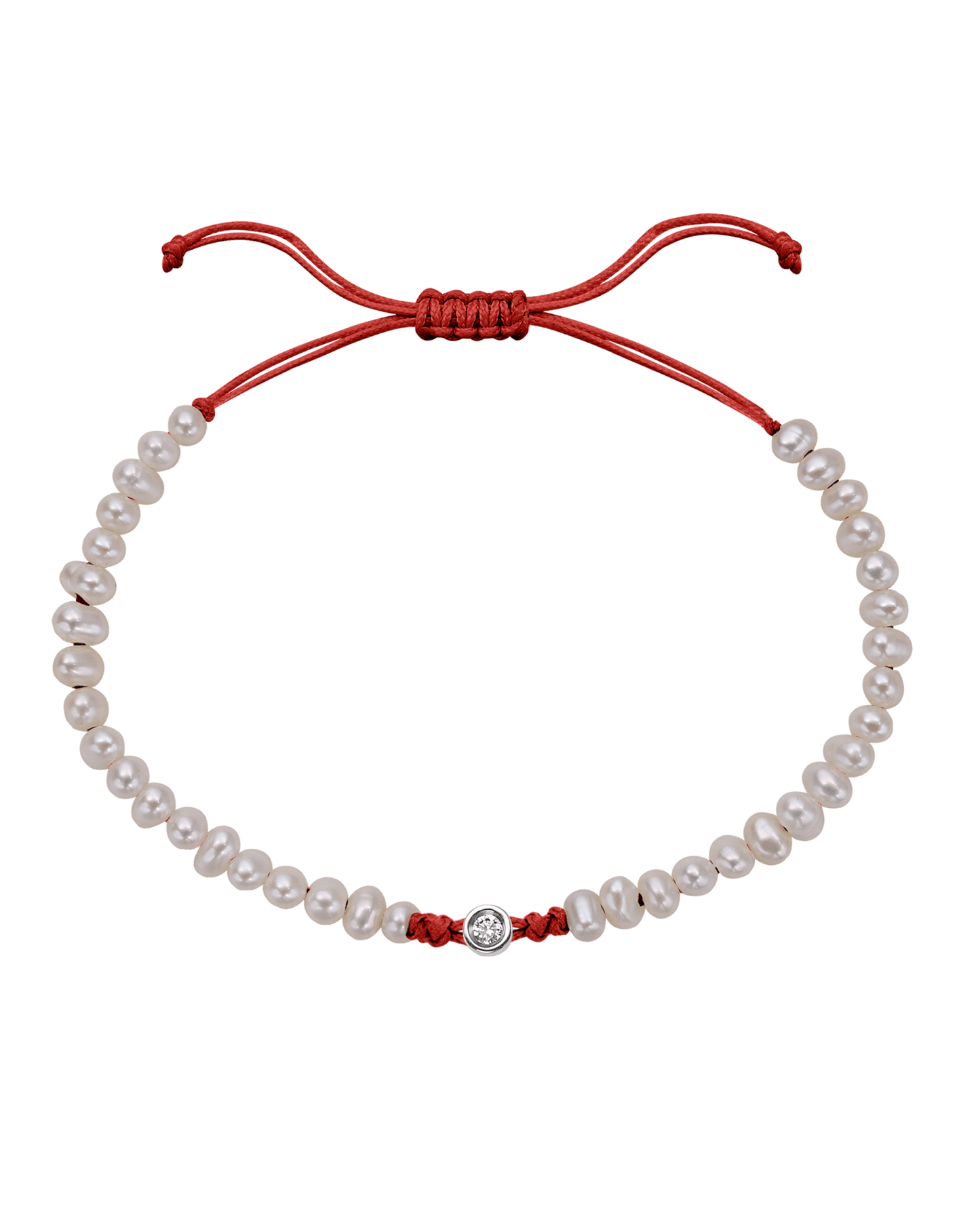 Natural Pearl String of Love Bracelet - 14K White Gold Bracelet magal-dev Red Small: 0.03ct 