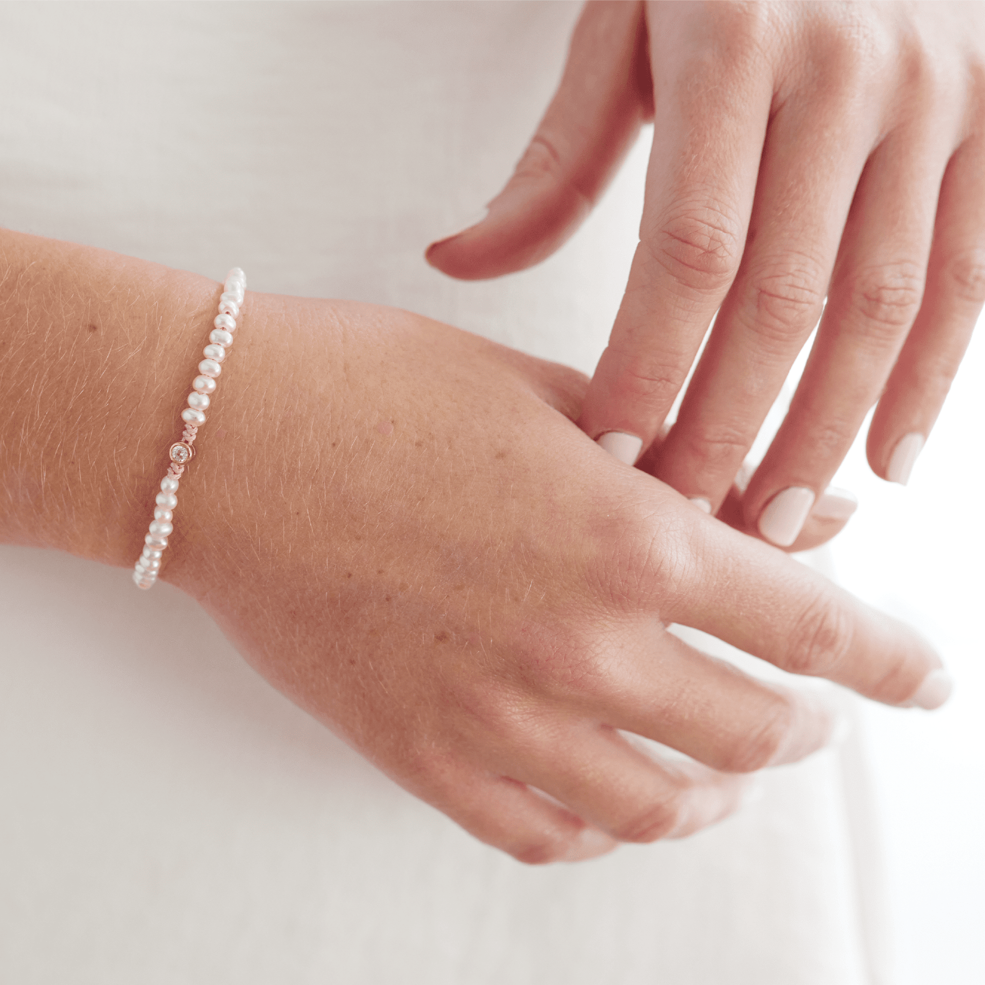 Natural Pearl String of Love Bracelet - 14K White Gold Bracelet magal-dev 