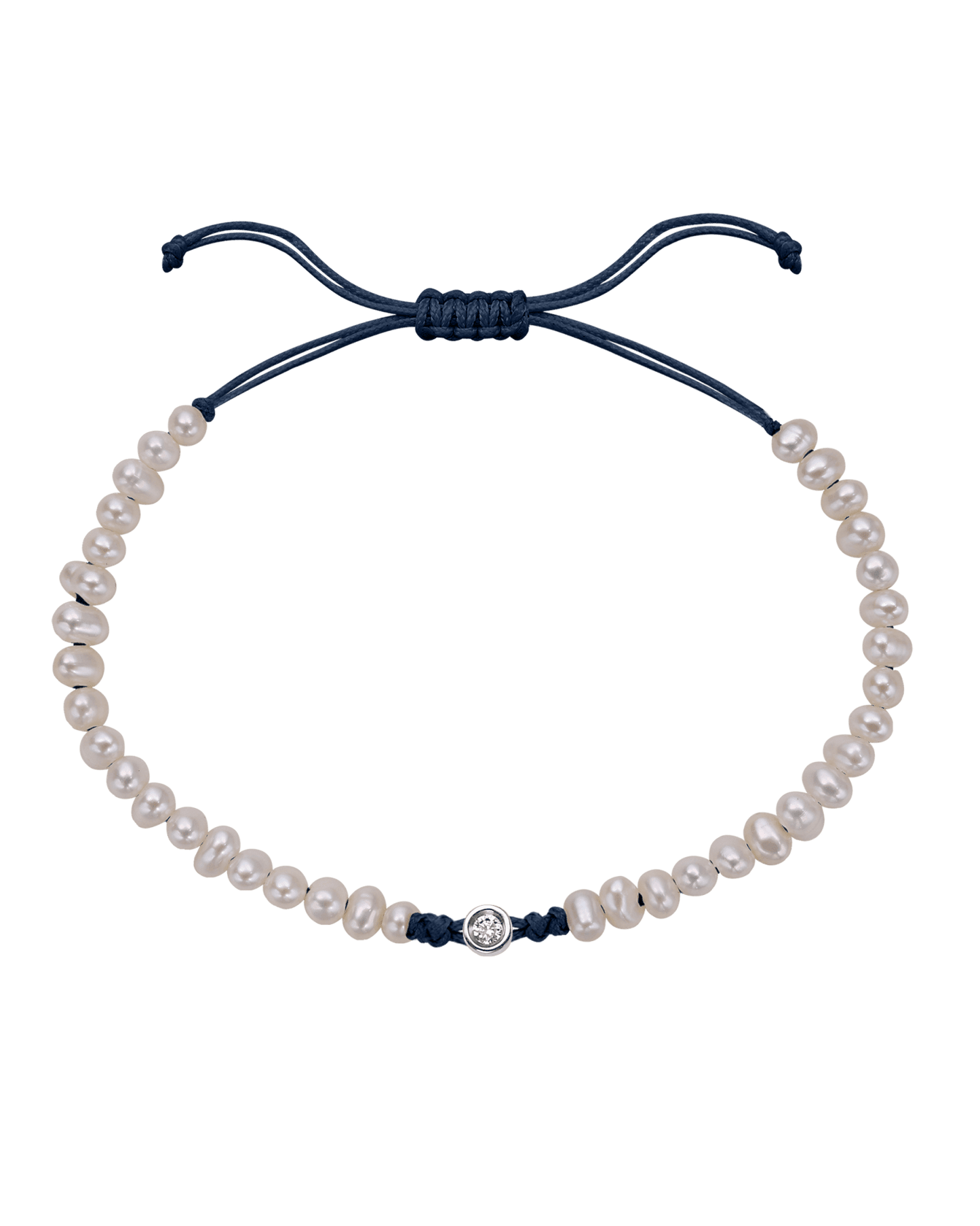 Natural Pearl String of Love Bracelet - 14K White Gold Bracelet magal-dev Indigo Large: 0.1ct 