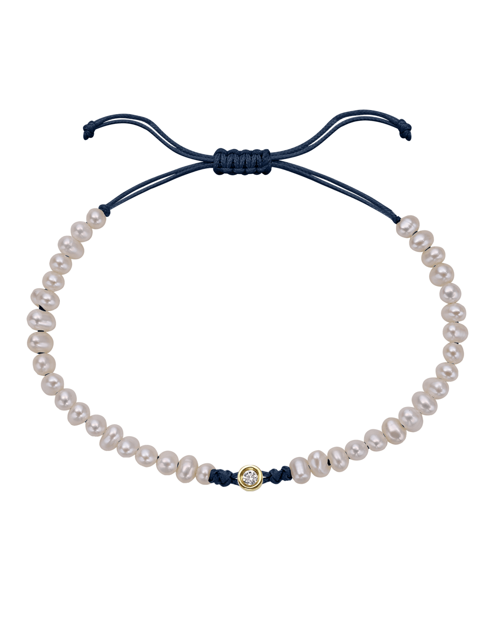 Natural Pearl String of Love Bracelet - 14K Yellow Gold Bracelets magal-dev Navy Blue Small: 0.03ct 