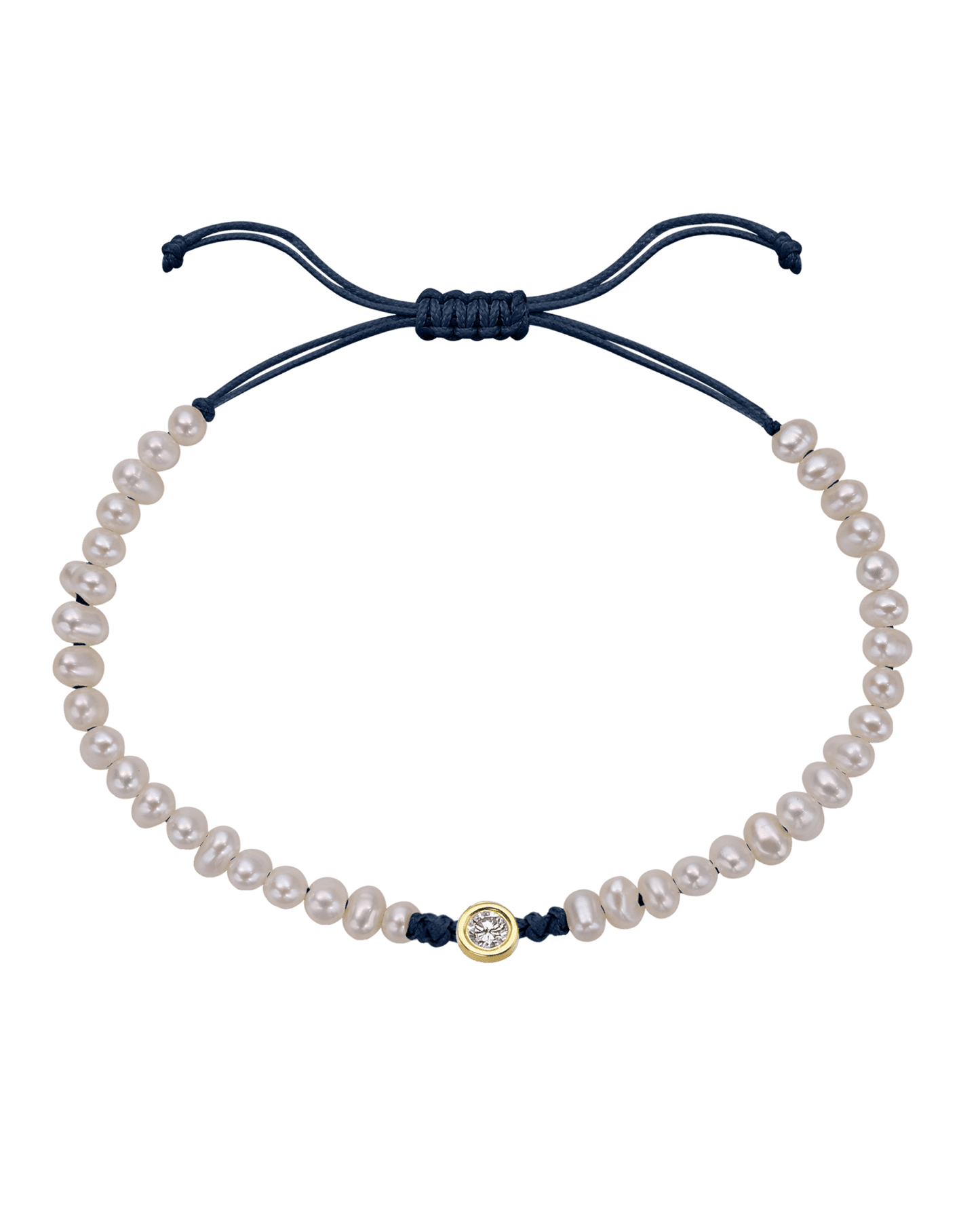 Natural Pearl String of Love Bracelet - 14K Yellow Gold Bracelets magal-dev Navy Blue Large: 0.1ct 