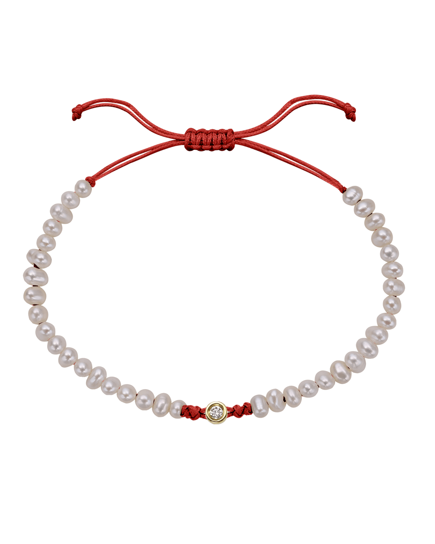 Natural Pearl String of Love Bracelet - 14K Yellow Gold Bracelets magal-dev Red Small: 0.03ct 