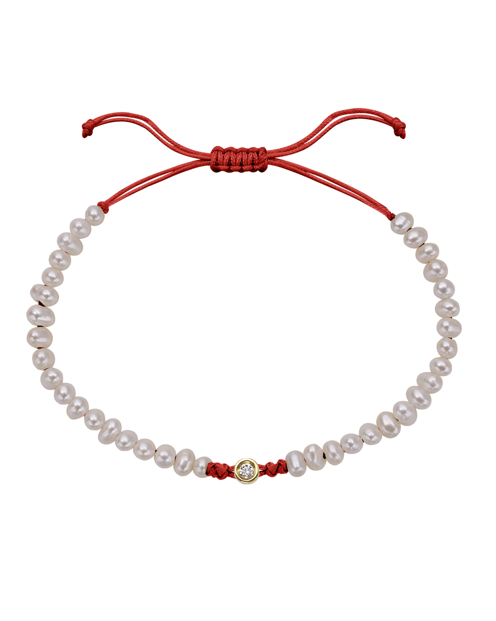 Natural Pearl String of Love Bracelet - 14K Yellow Gold Bracelets magal-dev Red Small: 0.03ct 
