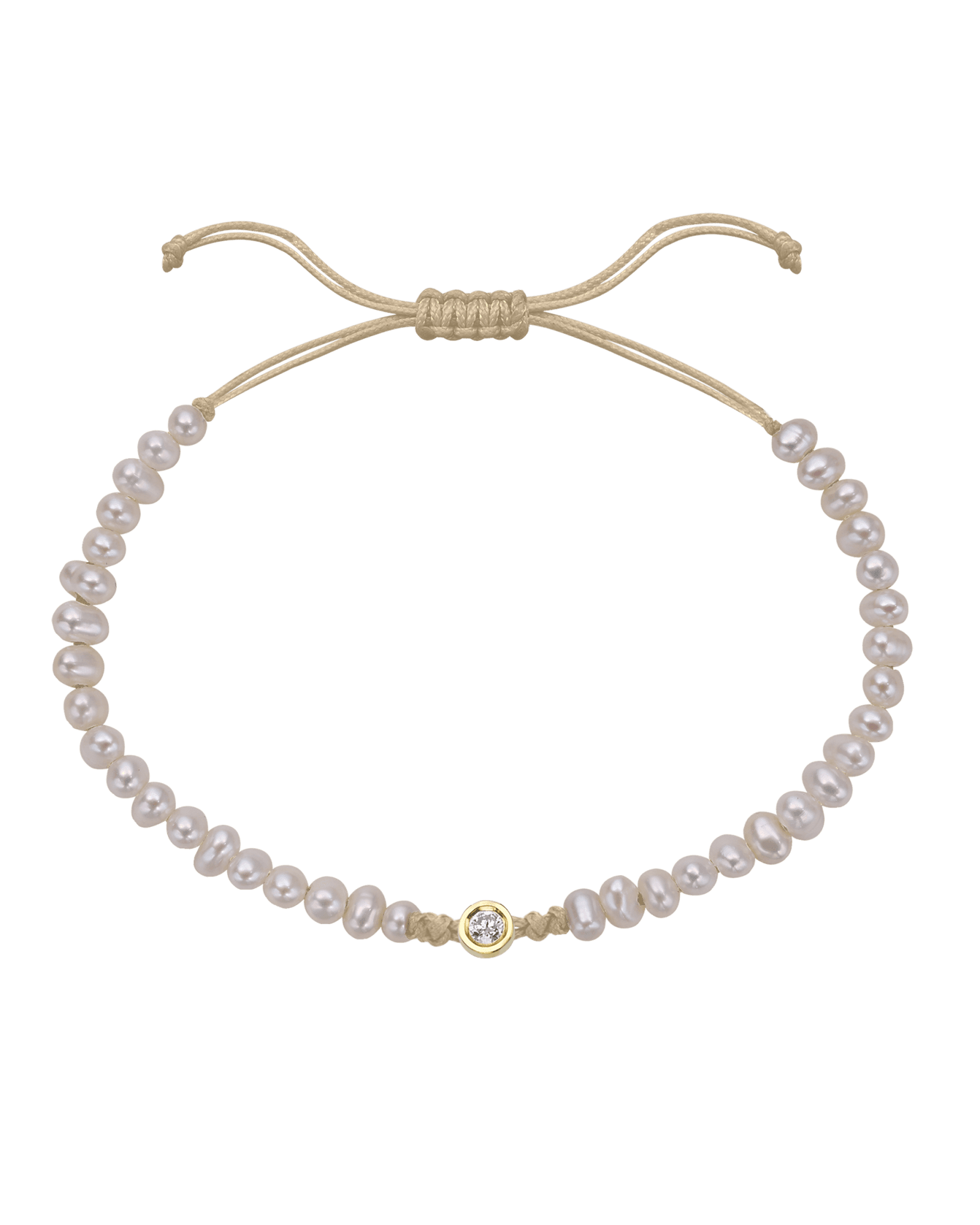 Natural Pearl String of Love Bracelet - 14K Yellow Gold Bracelets magal-dev Beige Medium: 0.04ct 