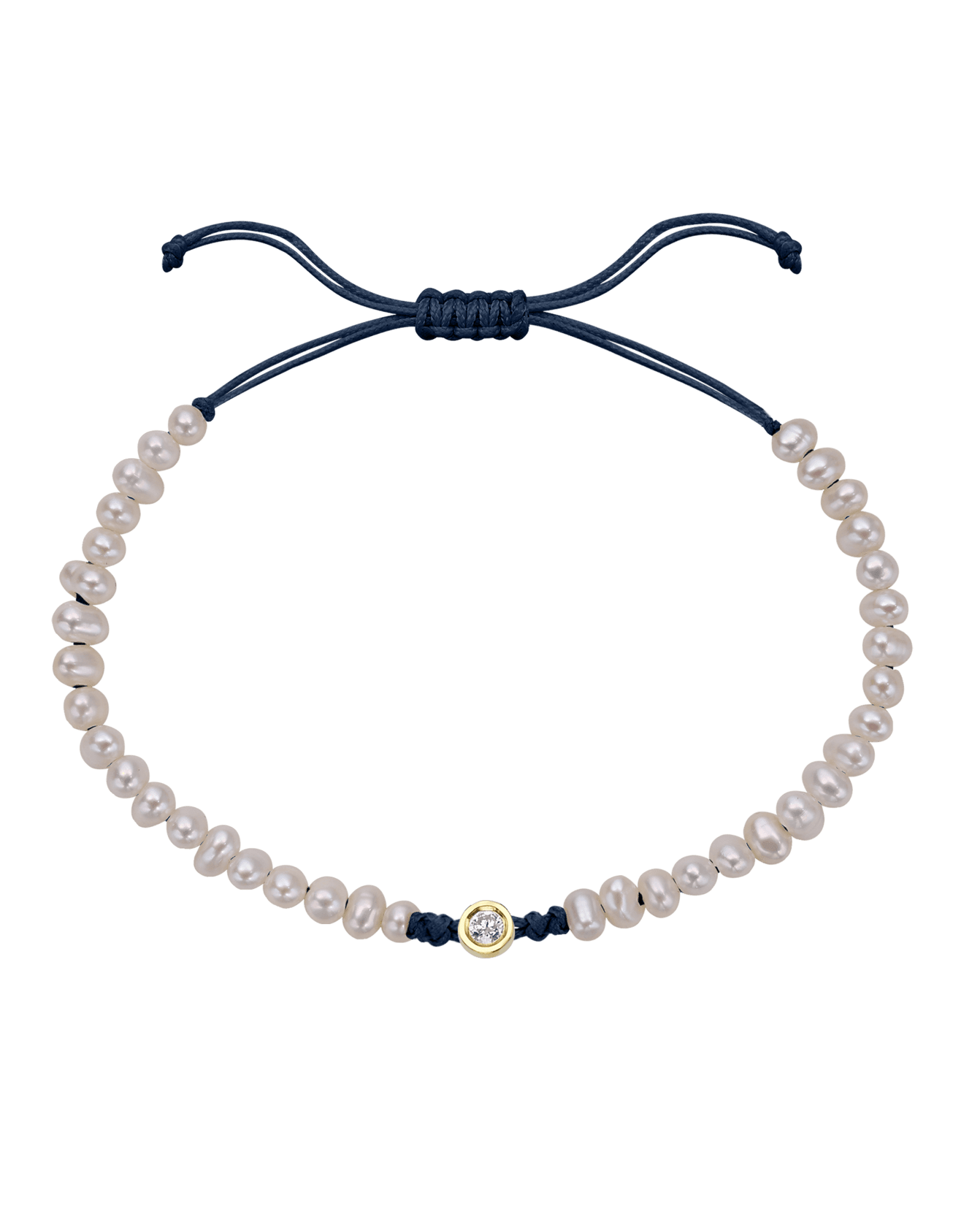 Natural Pearl String of Love Bracelet - 14K Yellow Gold Bracelets magal-dev Navy Blue Medium: 0.04ct 