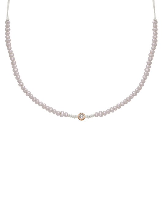 Natural Pearl String of Love Necklace - 14K Rose Gold Necklaces 14K Solid Gold Pearl Large: 0.1ct 