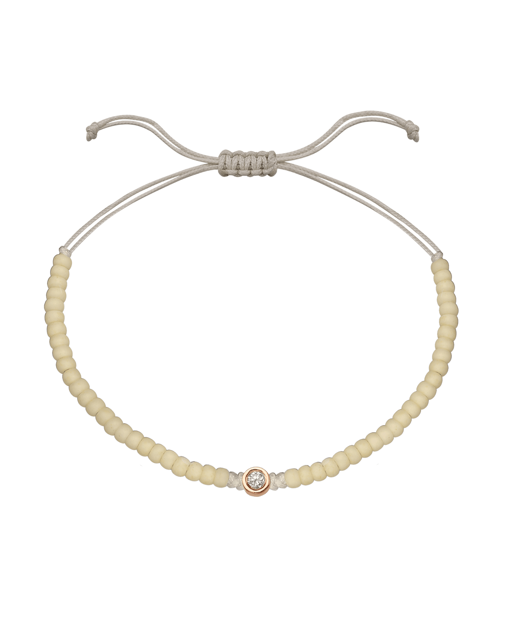 Off White Beads String of Love - 14K Rose Gold Bracelets magal-dev Medium: 0.04ct 