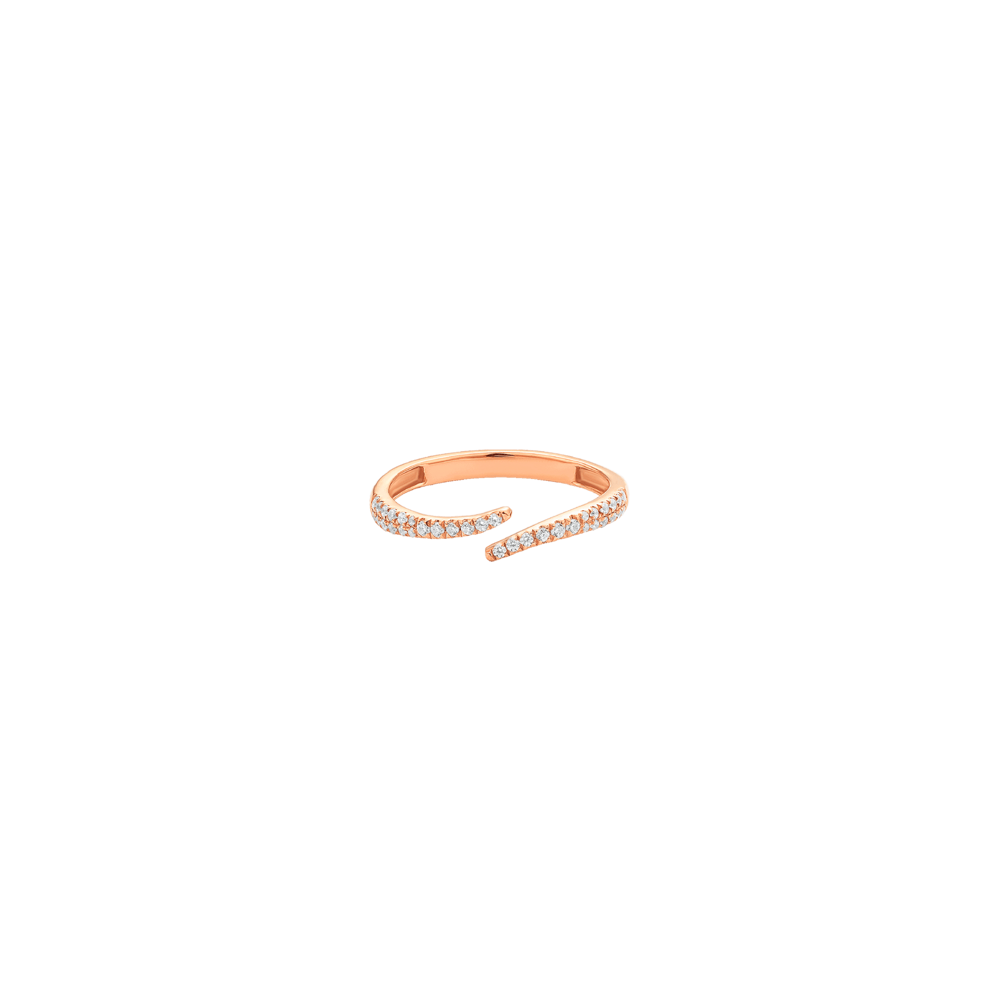 Open Diamond Curved Ring - 14K Rose Gold Rings 14K Solid Gold US 4 