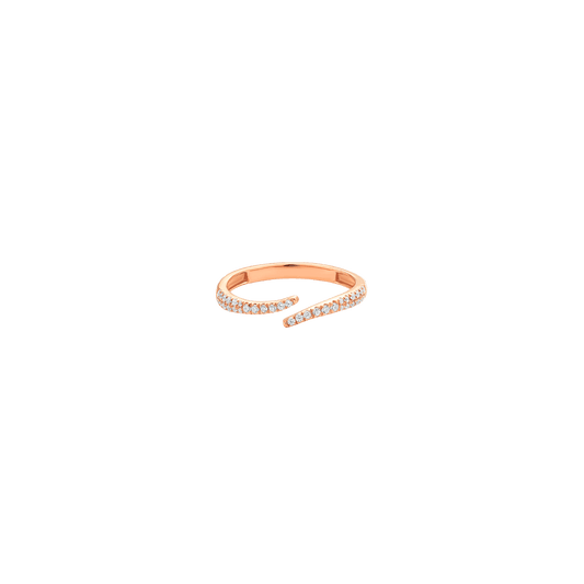 Open Diamond Curved Ring - 14K Rose Gold Rings 14K Solid Gold US 4 