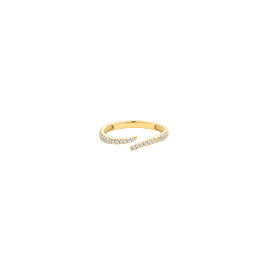 Open Diamond Curved Ring - 14K Yellow Gold Rings 14K Solid Gold US 4 