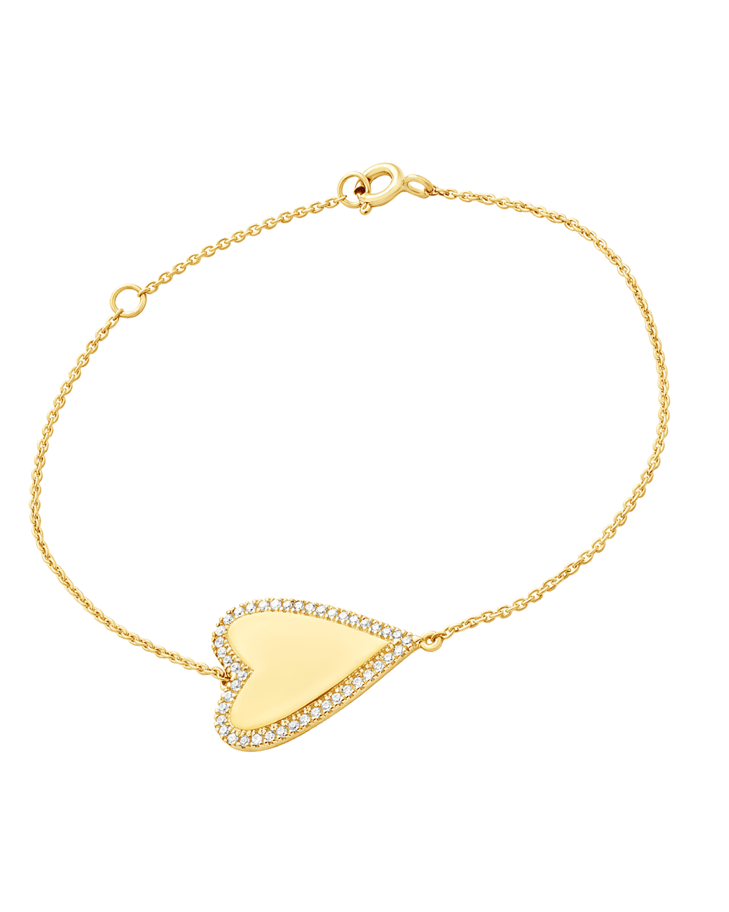 Outlined Diamond Heart Bracelet - 14K Yellow Gold Bracelets magal-dev 
