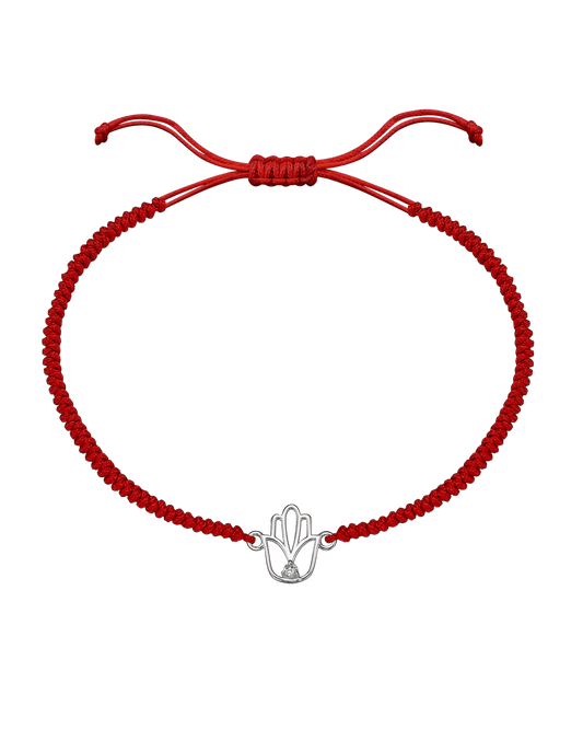 Outlined Hamsa [RED] - 14K White Gold Bracelets magal-dev 