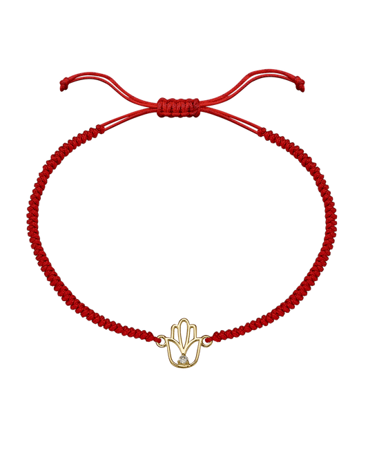 Outlined Hamsa [RED] - 14K Yellow Gold Bracelets magal-dev 