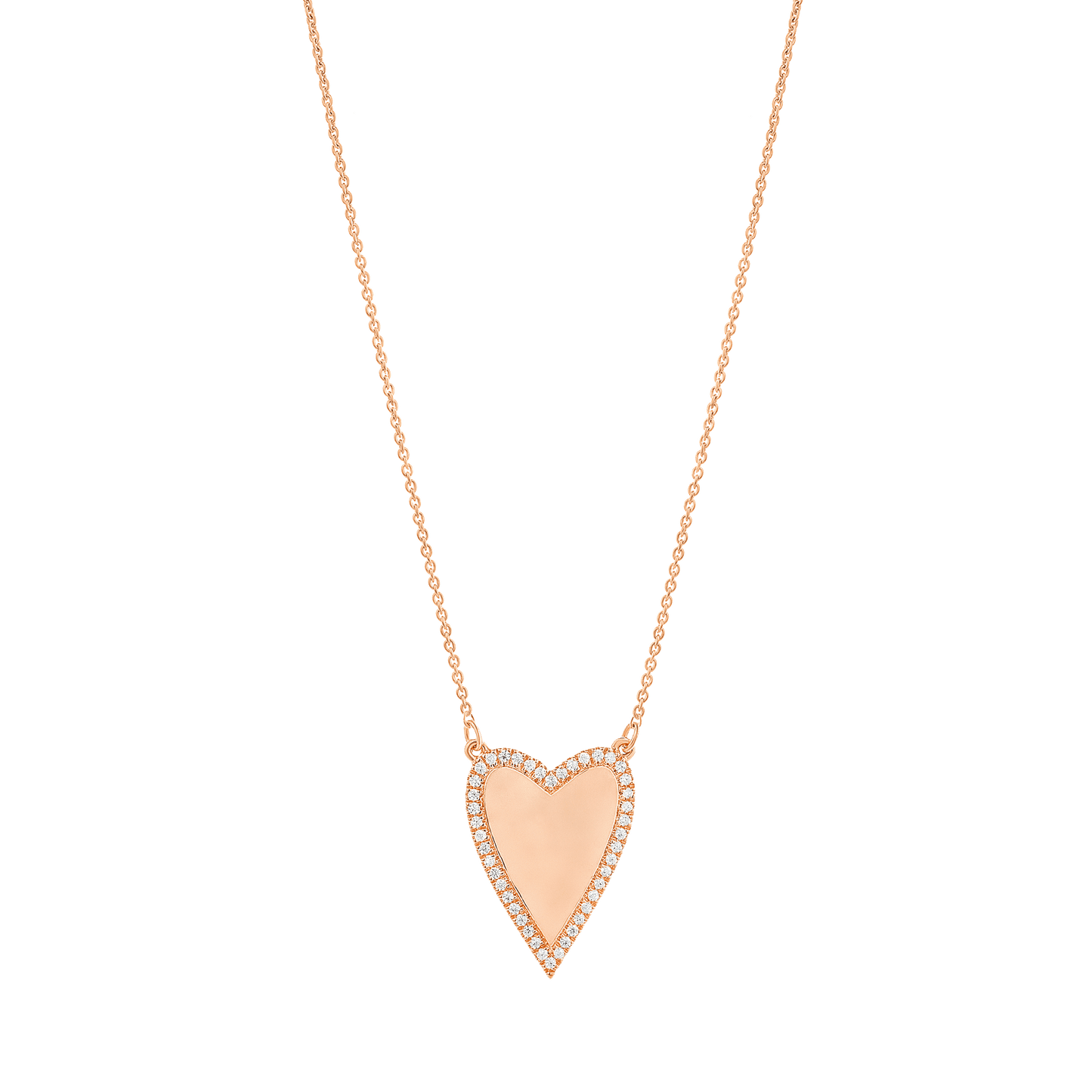 Outlined Heart Diamond Necklace - 14K Rose Gold Necklaces magal-dev 