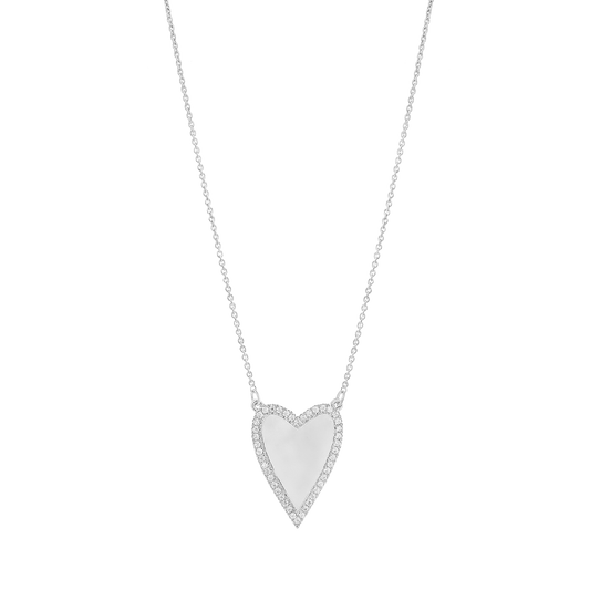 Outlined Heart Diamond Necklace - 14K White Gold Necklaces magal-dev 